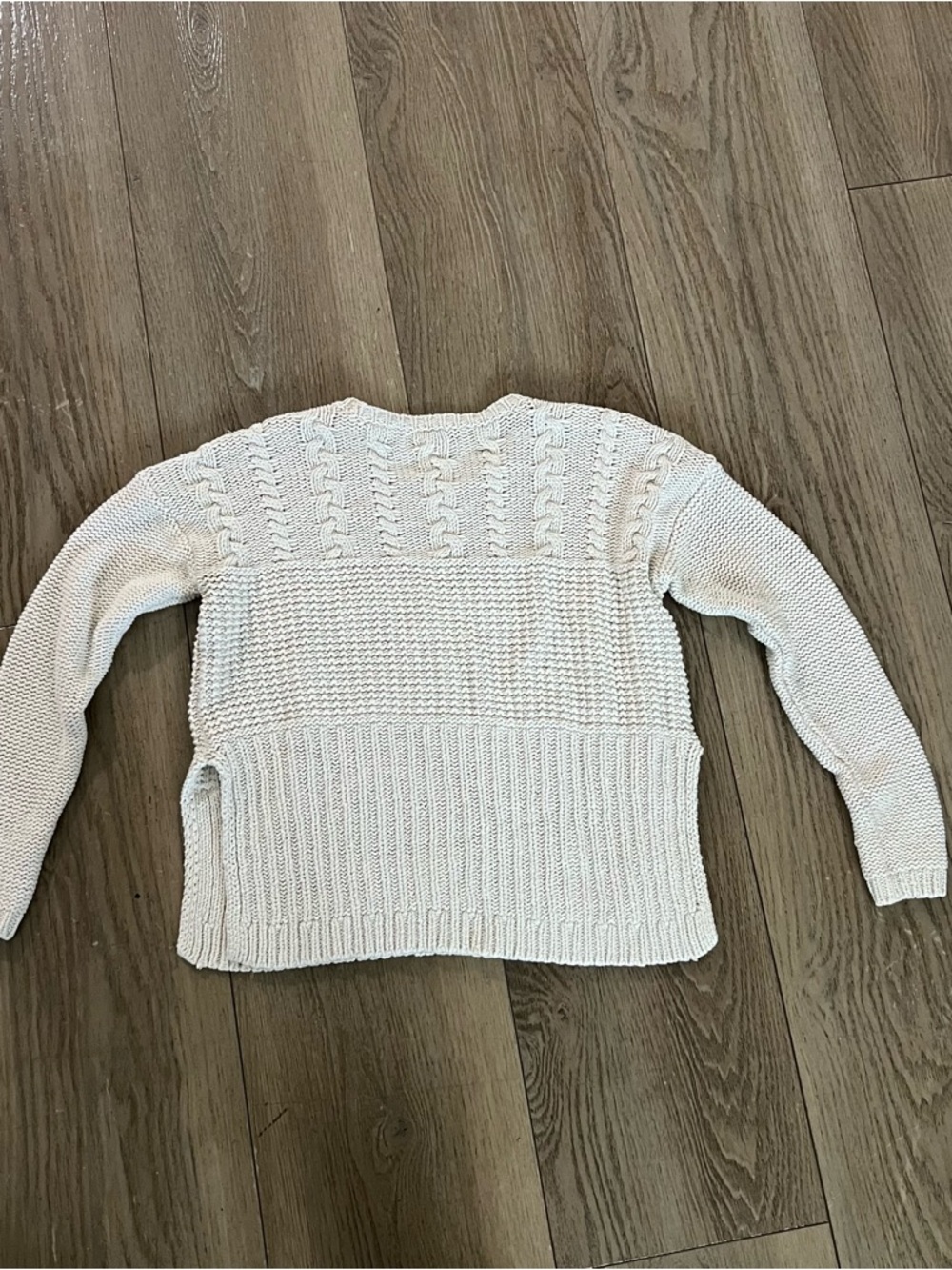 Abercrombie & Fitch Cream Cable Patchwork Crew Neck Sweater - Picture 3 of 4